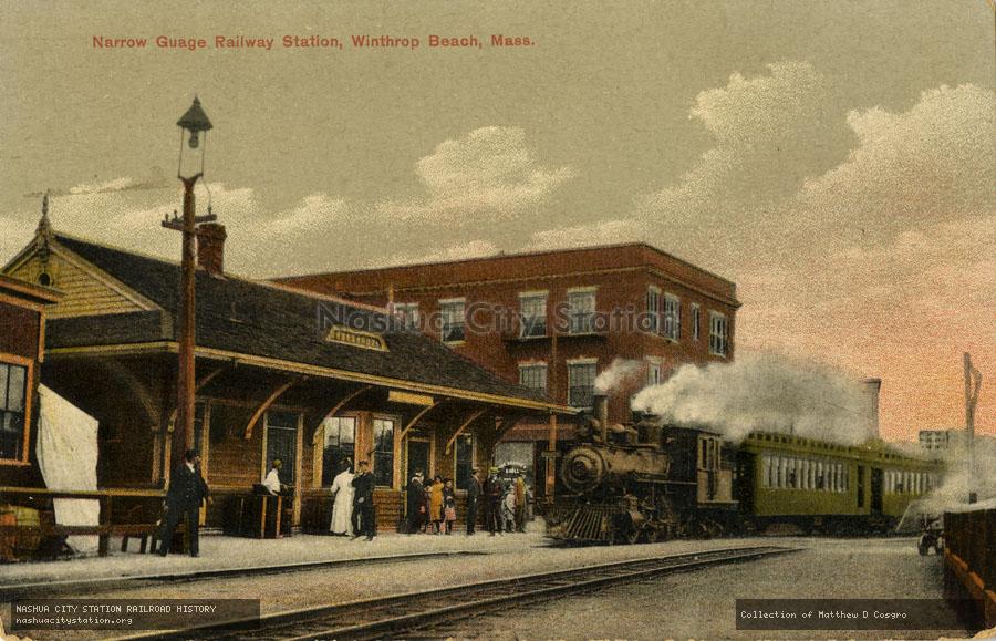 Postcard: Narrow Gauge Railway Station, Winthrop Beach, Massachusetts